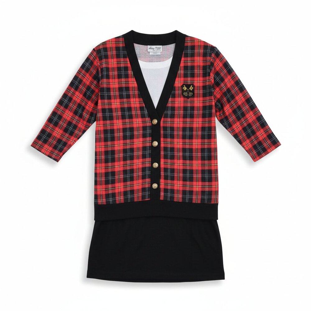 Vintage 90s Dress 12 School Preppy Y2K‎ Tartan Plaid Crest Academia